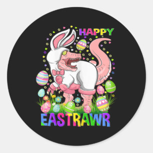 Pegatina Redonda Feliz día de Pascua de T Rex divertido Eastrawr Di