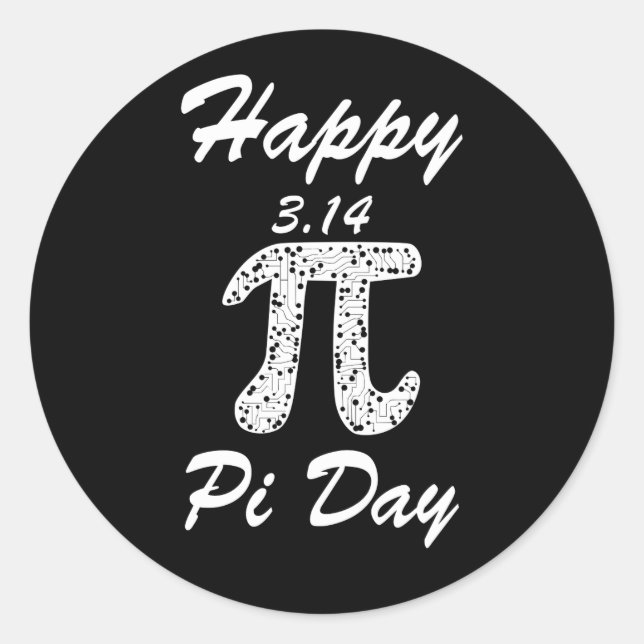 Pegatina Redonda Feliz día de pi 2017, 14 de marzo (Anverso)