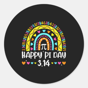 Pegatina Redonda Feliz Día de Pi 3.14 Número Arcoíris Profesor de M
