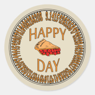 Pegatina Redonda Feliz Día de PI con Slice de Pi