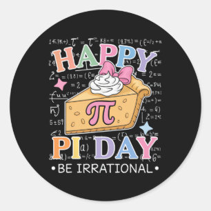 Pegatina Redonda Feliz Día de Pi Divertido Entrenador de Matemática