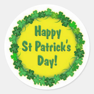 Pegatina Redonda Feliz Día de San Patricio
