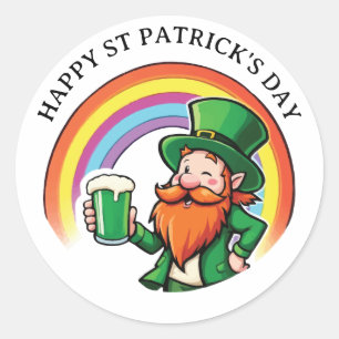 Pegatina Redonda Feliz Día de San Patricio