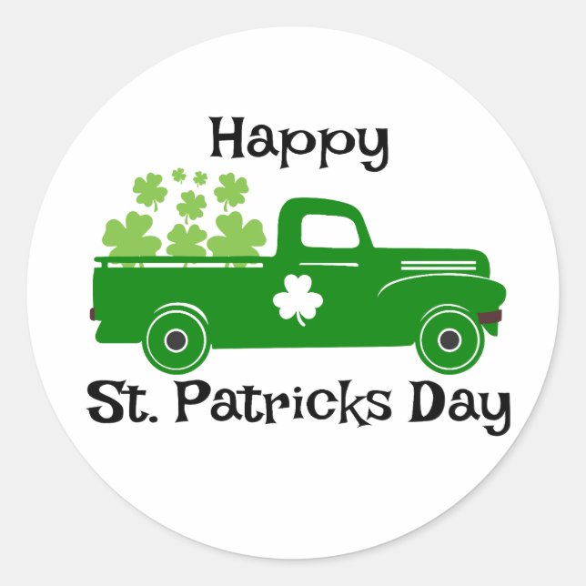 Pegatina Redonda Feliz Día de San Patricio ☘️ 🎉 (Anverso)