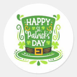 Pegatina Redonda Feliz Día de San Patricio
