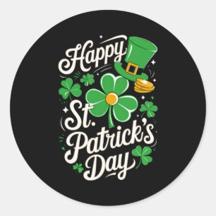 Pegatina Redonda Feliz día de San Patricio Camiseta del patrimonio 