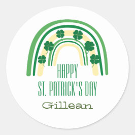 Pegatina Redonda Feliz Día de San Patricio de la herradura del Sham