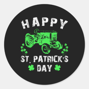 Pegatina Redonda Feliz Día de San Patricio, divertidos niños pequeñ