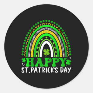 Pegatina Redonda Feliz Día de San Patricio lindo arcoiris St. Patri