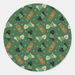 Pegatina Redonda Feliz Día de San Patricio para los perros Goldendo