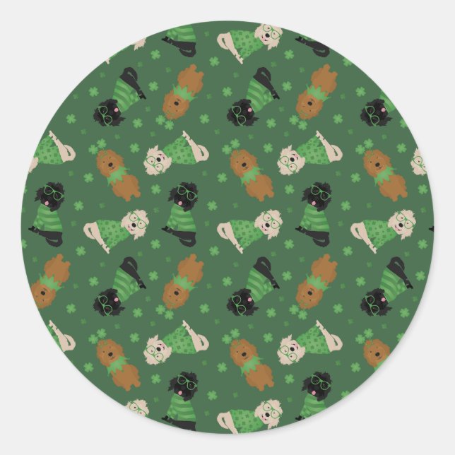 Pegatina Redonda Feliz Día de San Patricio para los perros Goldendo (Anverso)