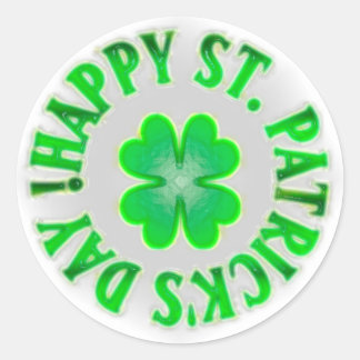 Pegatina Redonda ¡Feliz Día de San Patricio! Vintage Shamrock