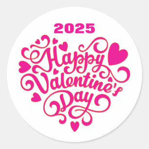 Pegatina Redonda Feliz Día de San Valentín