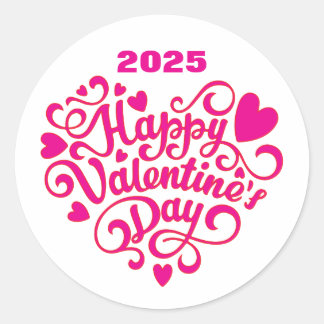 Pegatina Redonda Feliz Día de San Valentín