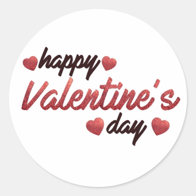 Pegatina Redonda Feliz Día de San Valentín (Anverso)