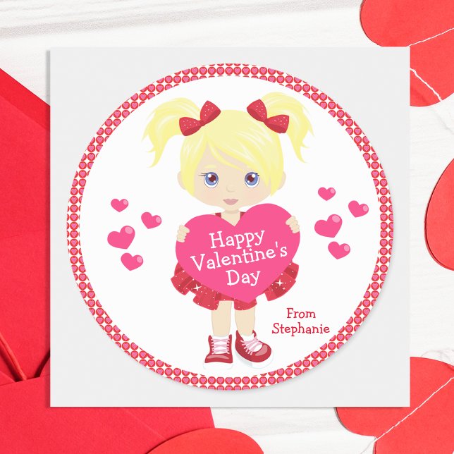 Pegatina Redonda Feliz Día de San Valentín (Subido por el creador)