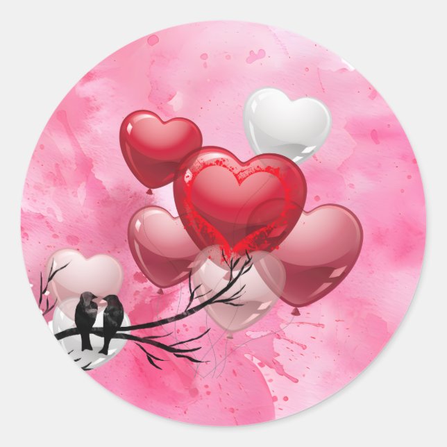 Pegatina Redonda Feliz día de San Valentín (Anverso)