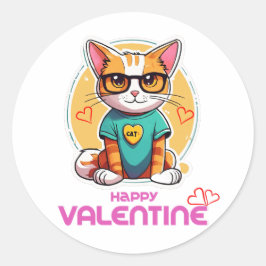 Pegatina Redonda Feliz Día de San Valentín