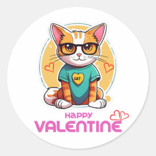 Pegatina Redonda Feliz Día de San Valentín
