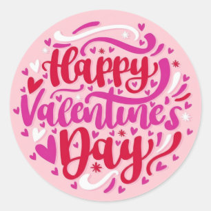 Pegatina Redonda Feliz día de San Valentín