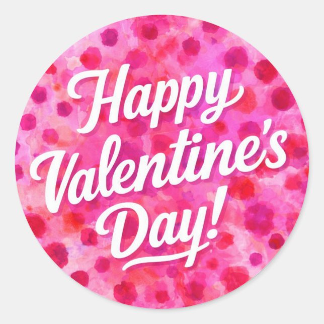 Pegatina Redonda Feliz día de San Valentín (Anverso)