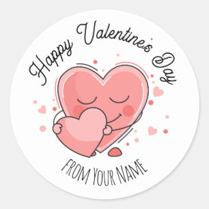 Pegatina Redonda Feliz Día de San Valentín