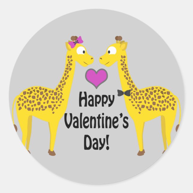 Pegatina Redonda Feliz Día de San Valentín (Anverso)