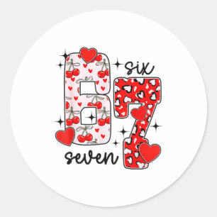 Pegatina Redonda Feliz día de San Valentín 67 Meme Corazones Lazo C