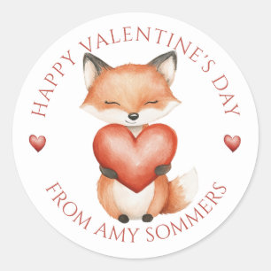 Pegatina Redonda Feliz Día de San Valentín a Fox