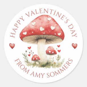 Pegatina Redonda Feliz Día de San Valentín a los hongos acuáticos