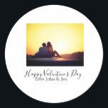 Pegatina Redonda Feliz día de San Valentín amor agregar nombre foto<br><div class="desc">Diseño</div>