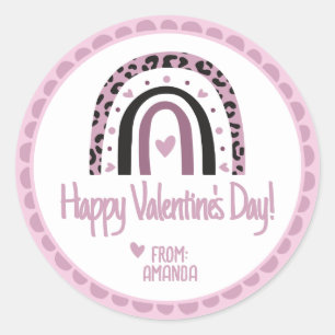 Pegatina Redonda Feliz día de San Valentín Boho