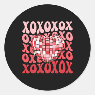 Pegatina Redonda Feliz Día de San Valentín Camiseta Groovy Chicas S