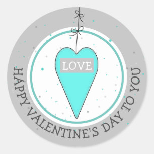 Pegatina Redonda Feliz Día de San Valentín, capricho
