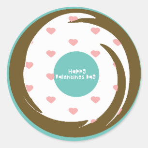 Pegatina Redonda Feliz día de San Valentín Confeti Corazón Donut de