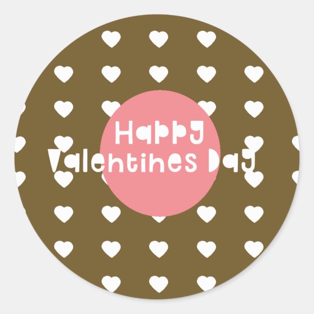 Pegatina Redonda Feliz día de San Valentín Confeti Donut de Corazón (Anverso)