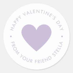 Pegatina Redonda Feliz día de San Valentín Corazón Púrpura