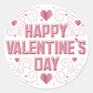 Pegatina Redonda FELIZ DÍA DE SAN VALENTÍN / Corazón Stickers