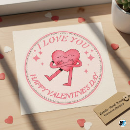 Pegatina Redonda Feliz día de San Valentín de Name remolinos de sat