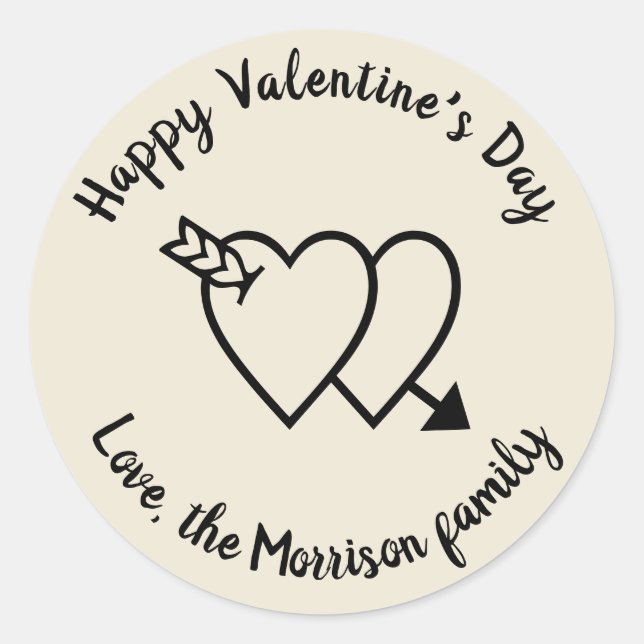 Pegatina Redonda Feliz Día de San Valentín de personalizado de cora (Anverso)