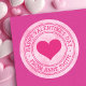 Pegatina Redonda Feliz Día de San Valentín desde el rosa del nombre (Happy Valentine's Day from custom Name pink Classic Round Sticker)