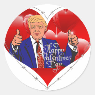 Pegatina Redonda feliz día de San Valentín donald trump