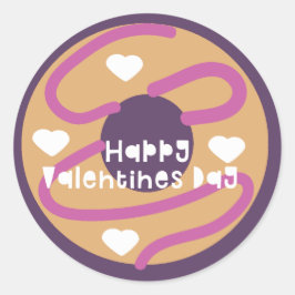 Pegatina Redonda Feliz día de San Valentín Donut de Corazón con Rem