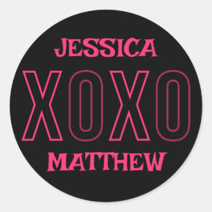 Pegatina Redonda Feliz Día de San Valentín Dulce Nombre de la Parej