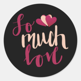 Pegatina Redonda Feliz Día de San Valentín Elegante Script Hearts T