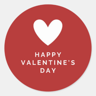 Pegatina Redonda Feliz Día de San Valentín Letra Elegante Corazones
