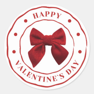 Pegatina Redonda Feliz Día de San Valentín Letra Elegante Corazones