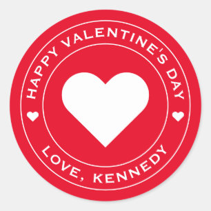 Pegatina Redonda Feliz Día de San Valentín Moda única del corazón b