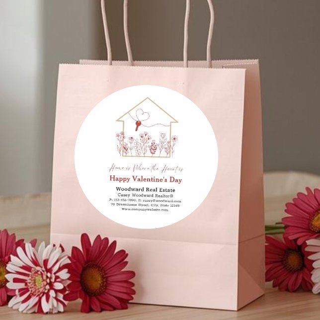 Pegatina Redonda Feliz Día de San Valentín Negocio de Bienes Raíces (Subido por el creador)