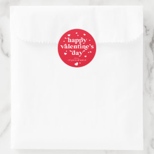 Pegatina Redonda Feliz Día de San Valentín personalizado